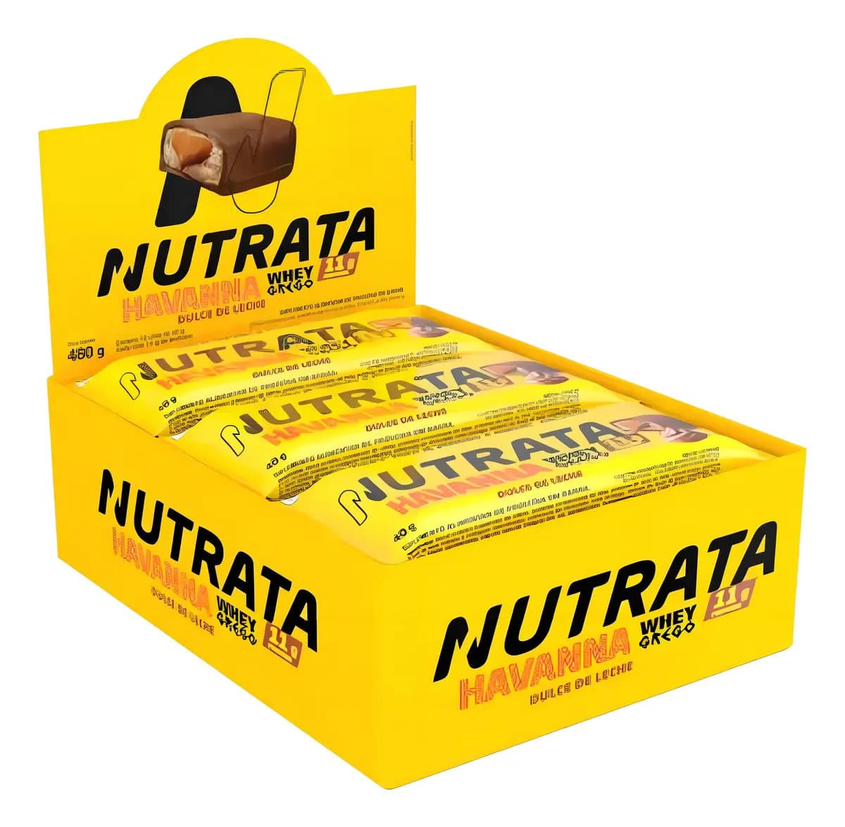 Nutrata Barra de Proteína Nutrata Whey Grego Havanna de Doce de Leite - Kit 12 Unidades