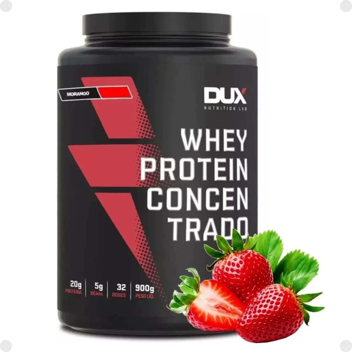 Dux Nutrition Whey Protein Concentrado Pote (900g) Dux Nutrition Sabores Sabor Morango