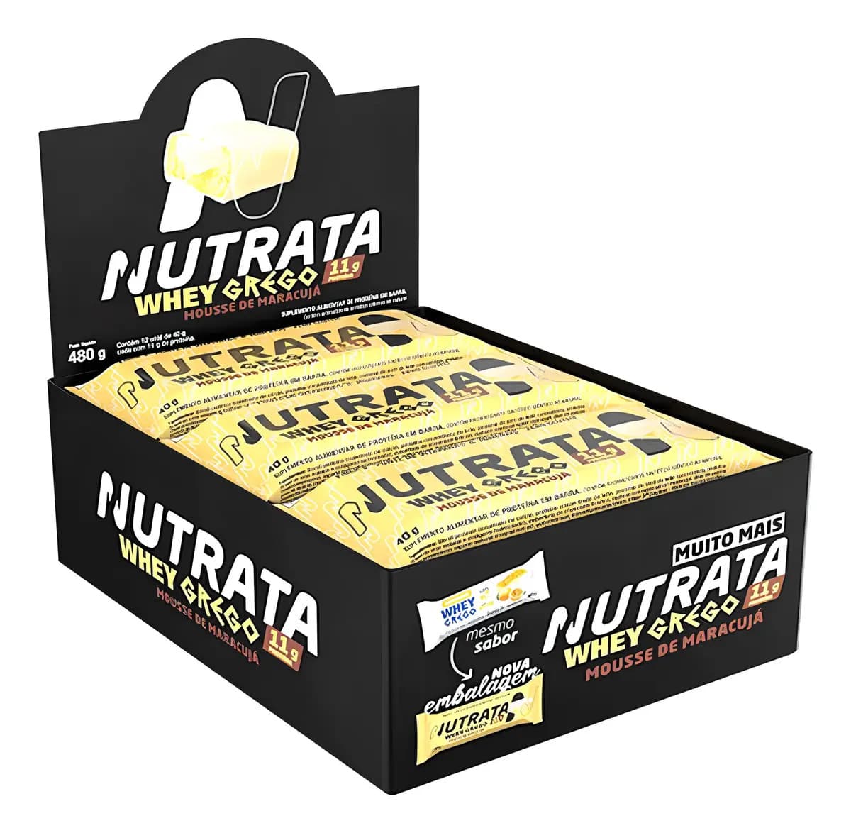 Nutrata Barra Whey Grego 40g 12 Unidades Mousse De Maracujá Nutrata Mousse De Maracujá