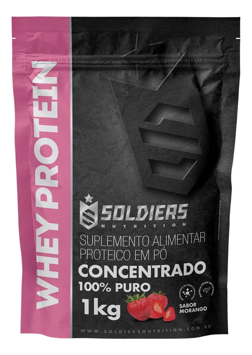Soldiers Nutrition Whey Protein Concentrado 1Kg Sabor Morango Soldiers Nutrition
