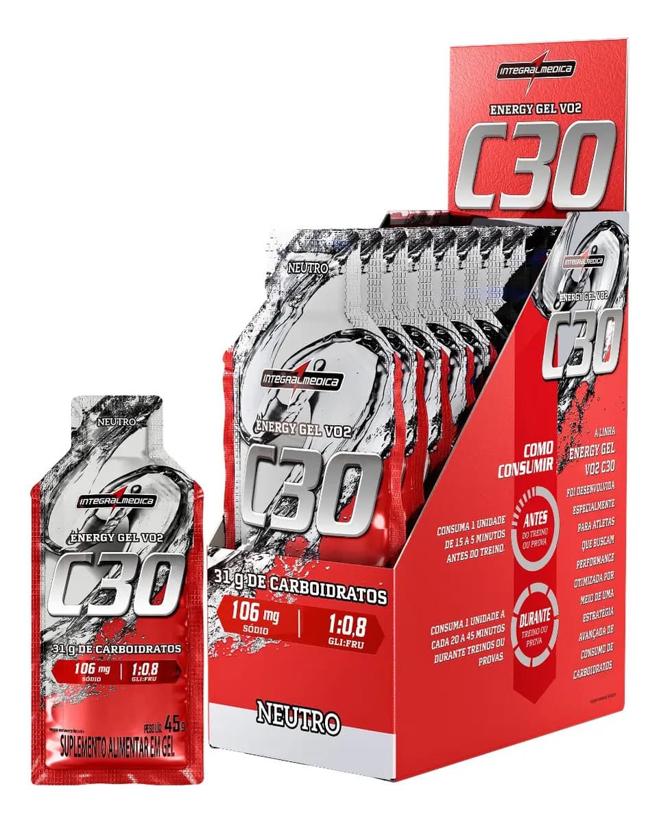 Integralmédica Pack 10 Unidades Suplemento Energy Gel VO2 C30 Energy Neutro Integralmédica