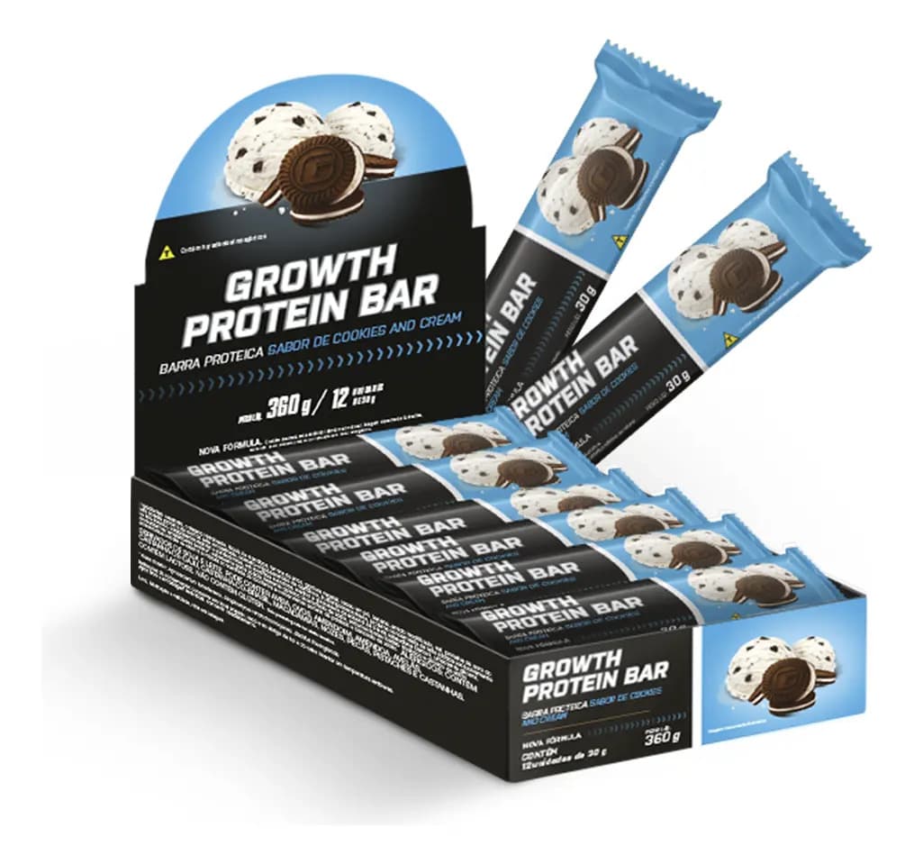 Growth Supplements Barra De Proteína (cx. 12 unid.) Growth Supplements - Sabor Cookies & Cream