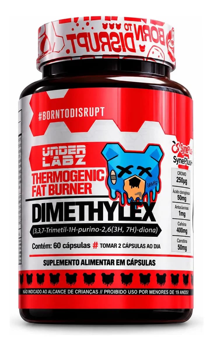 Under Labz Cafeína Under Labz Termogênico Dimethylex em cápsula Sem sabor de 60 un