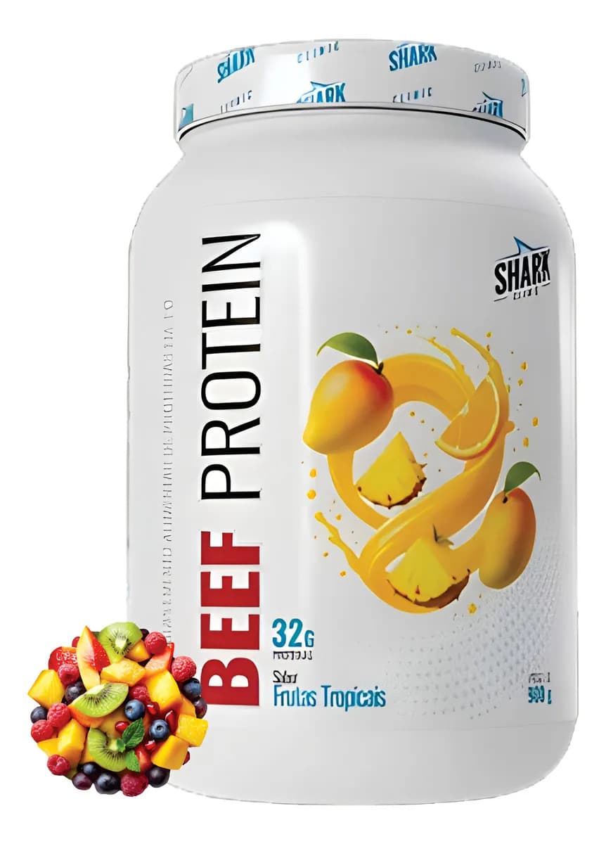 Shark Pro Proteína bovina isolada Shark Pro Whey Beef Zero Lac 900G em pó sabor Frutas tropicais x 900g
