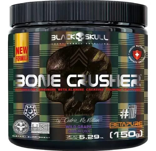 Black Skull Pré-treino Bone Crusher Wild Grape Sabor Uva 150g Black Skull