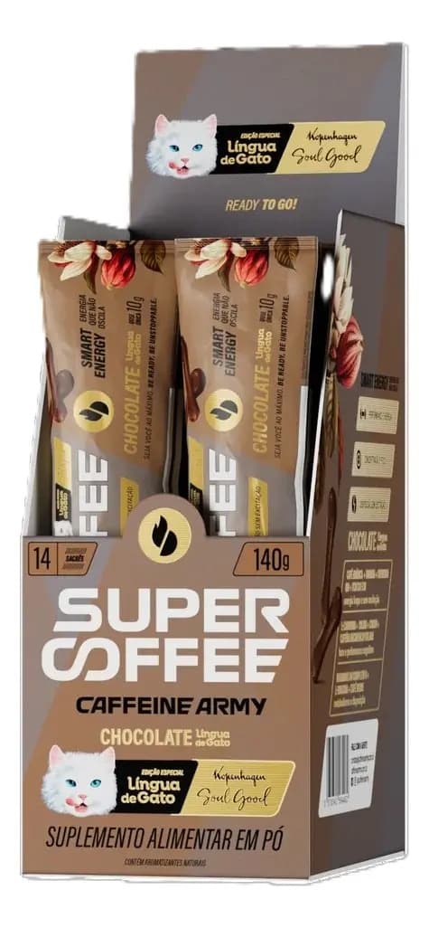 Caffeine Army Cafeína Caffeine Army Supercoffee Classic Size em pó sabor Língua de gato x 144g