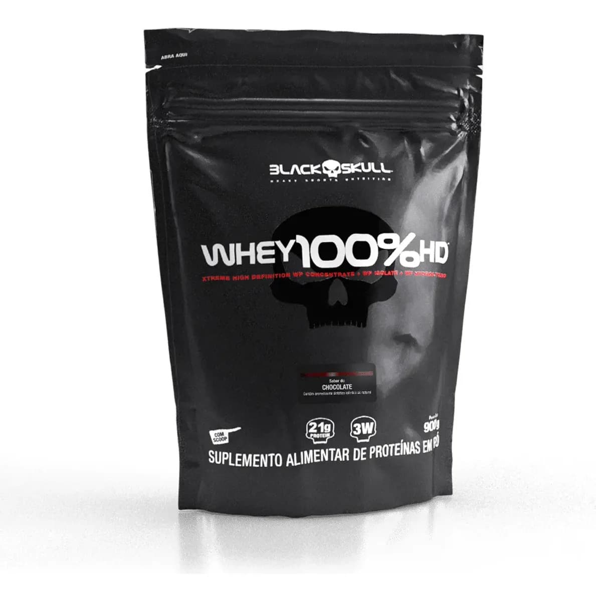 Black Skull Whey 100% Hd Refil Black Skull - 900g (wpc, Wpi E Wph) Sabor Chocolate