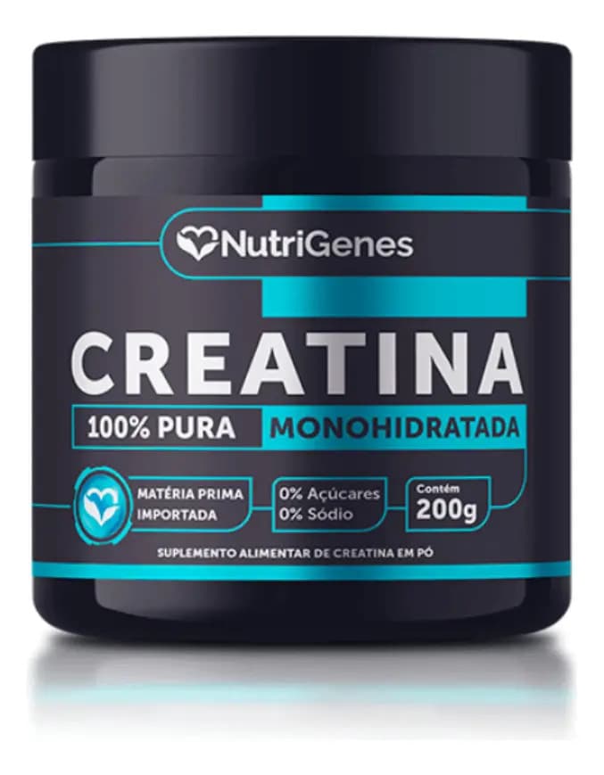 NutriGenes Creatina Monohidratada NutriGenes 200g Pura Sem Sabor Vegano