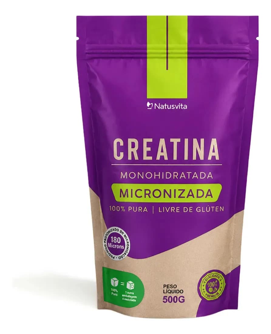 NatusVita Creatina 500g Pura Monohidratada Micronizada C/ Laudo Sabor Sem sabor