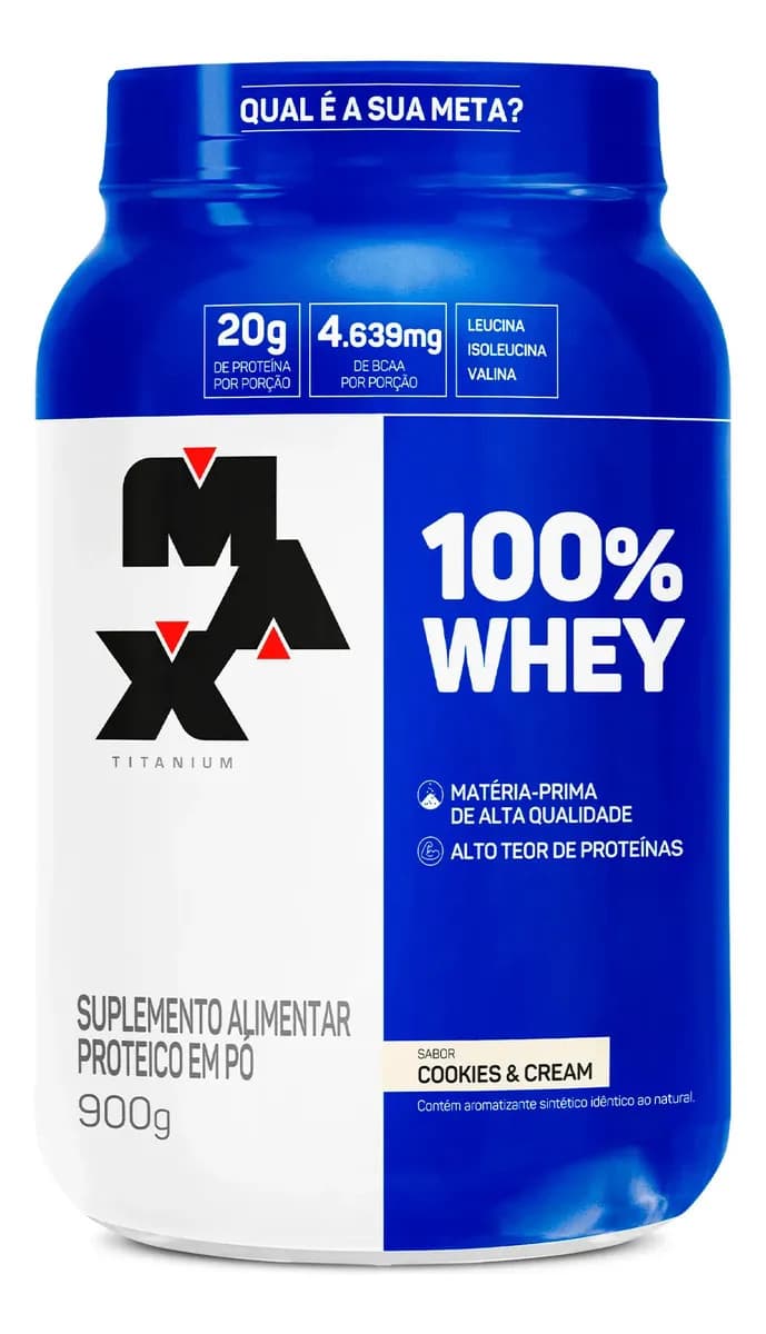 Max Titanium 100% Whey Protein Concentrado 900g Cookies & Cream