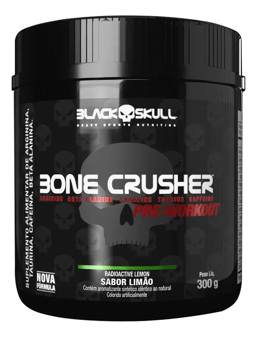 Black Skull Pré-treino Bone Crusher Black Skull 300g - Limão