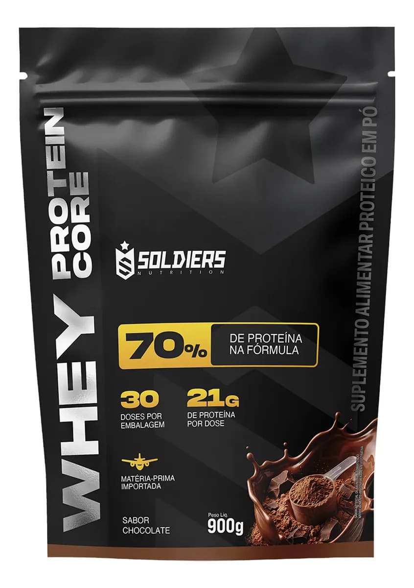 Soldiers Nutrition Whey Core 70% de Proteina Concentrada - Chocolate 900g - Soldiers Nutrition