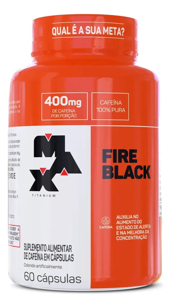 Max Titanium Termogênico 60 Cápsulas Fire Black Max Titanium Energia