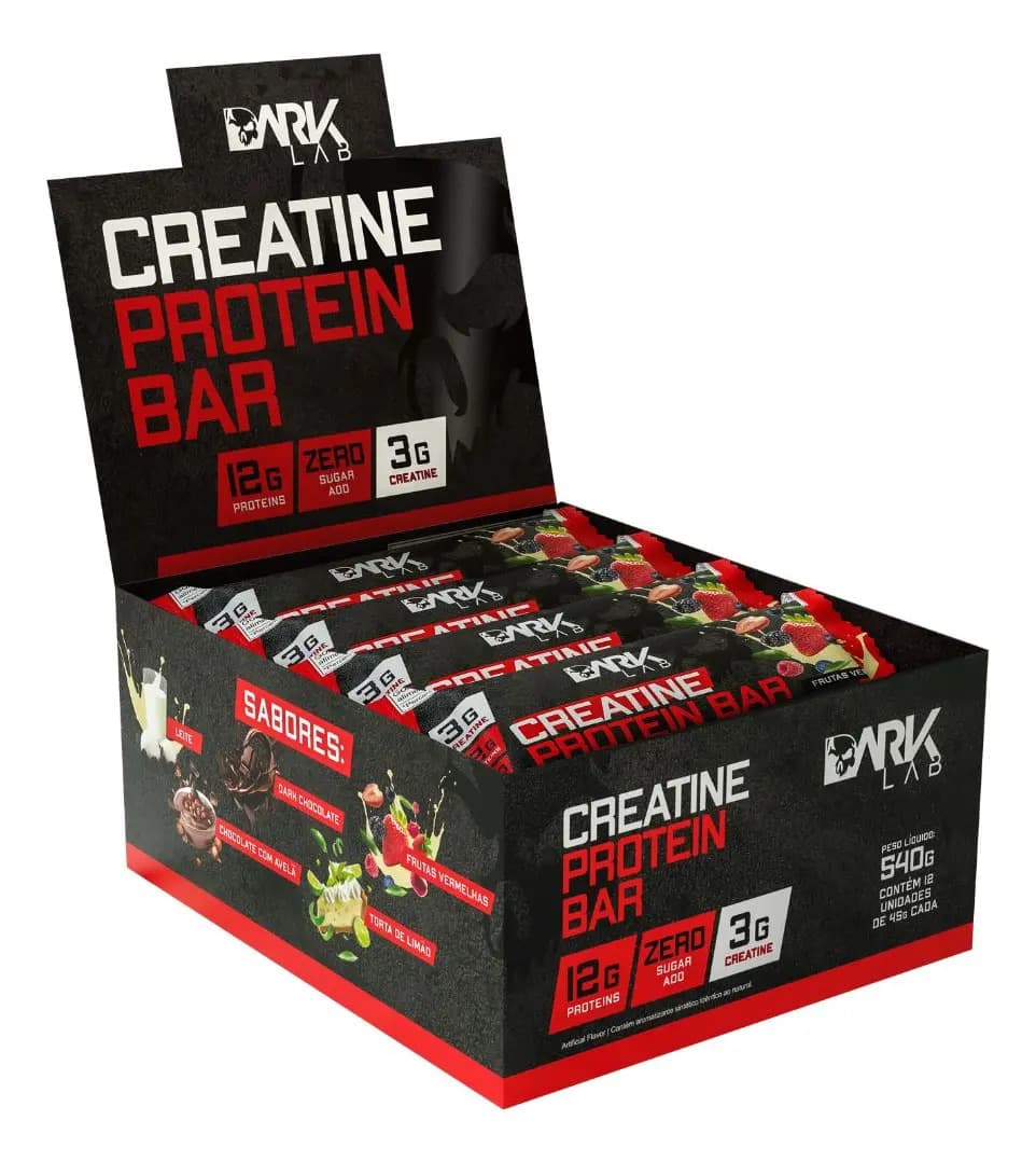 Dark Lab Creatine Protein Bar 12 Un 45g Dark Lab Sabor Frutas vermelhas