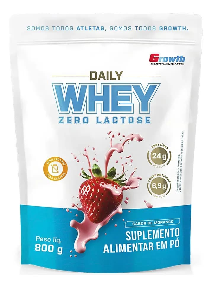 Growth Supplements Daily Whey Protein Zero Lactose 800g Growth Supplements Morango