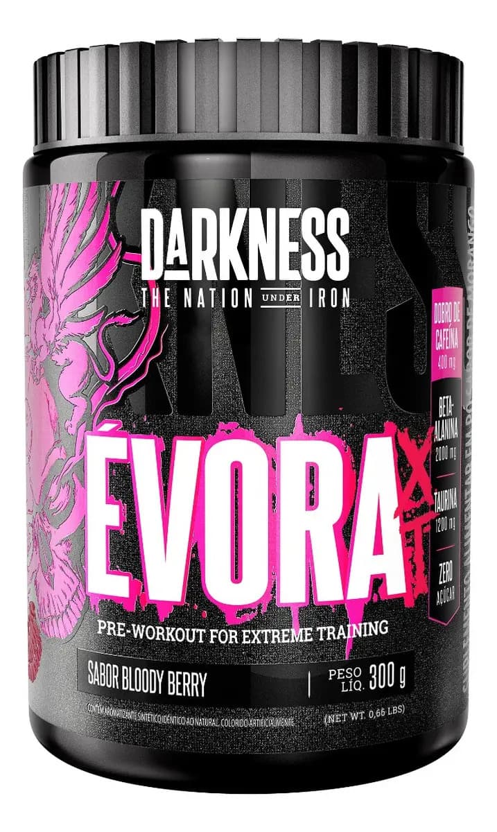 Darkness Suplemento Évora Xt Pré Treino Bloody Berry 300g Darkness Bloody Berry