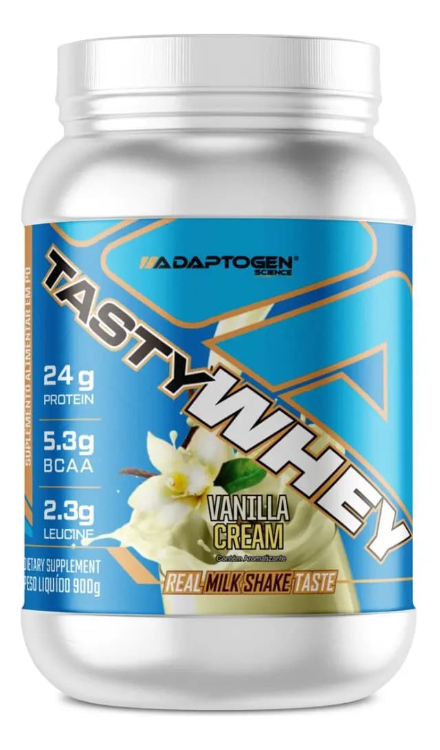 Adaptogen Science Suplemento Tasty Whey 3w Gourmet Whey Protein Adaptogen Science Pote 900g Sabor Baunilha