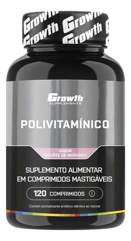 Growth Supplements Polivitaminico Mastigável 120un. Growth Supplements - Sabor Morango