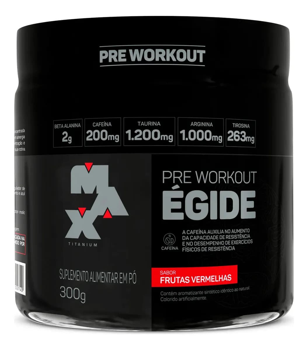 Max Titanium Pre treino Égide 300g Max Titanium Sabor Frutas vermelhas Suplemento Alimentar em Pó