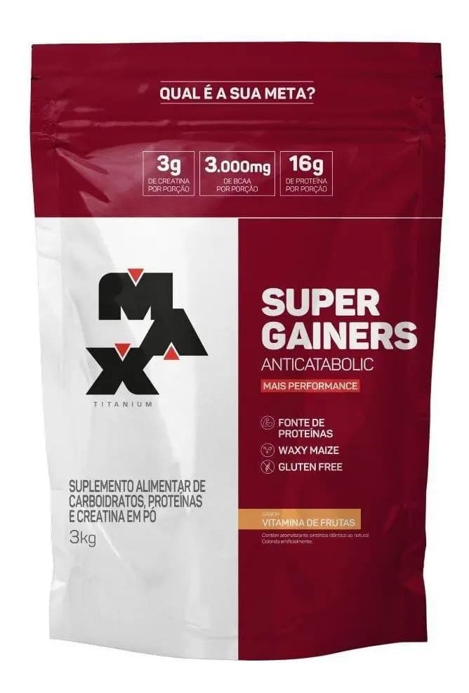 Max Titanium Hipercalórico 3kg Super Gainers Max Titanium Vitamina de Frutas Alto Valor Calórico