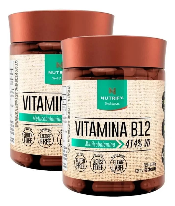 Nutrify 2 Potes Vitamina B12 Metilcobalamina - 60 Cápsulas Nutrify