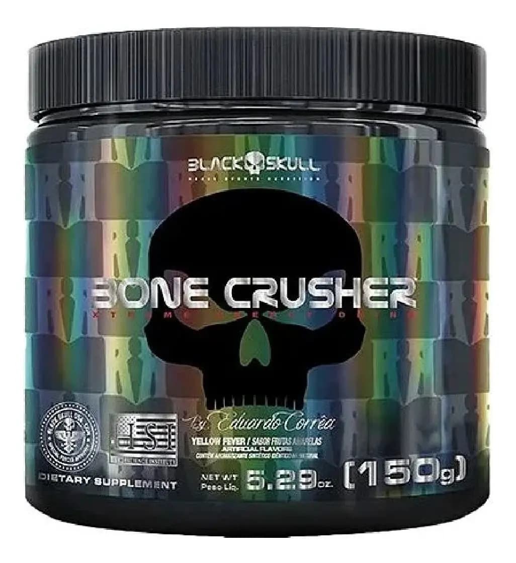 Black Skull Pré-treino Bone Crusher 150g Cedric Mcmillan - Black Skull Sabor Frutas amarelas