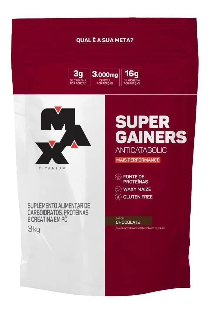 Max Titanium Hipercalórico 3kg Super Gainers Max Titanium Sabor Chocolate Alto Valor Calórico