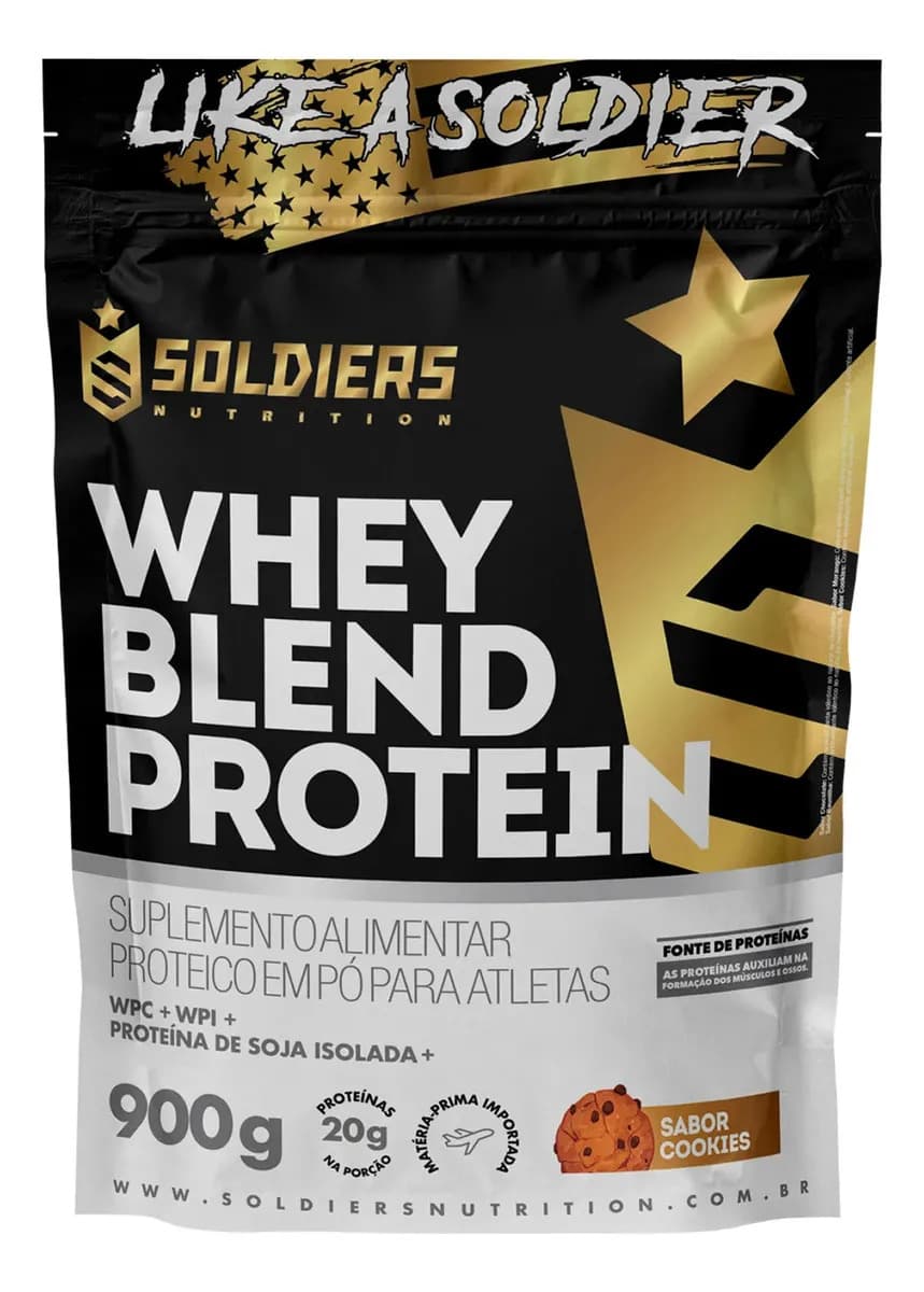Soldiers Nutrition Whey Blend Protein Concentrado e Isolado 900g Sabor Cookies Soldiers Nutrition